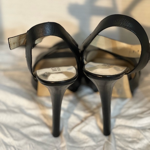 Michael Michael Kors Odessa Platform Black Sandals Leather Heels Sz 9 - Picture 5 of 6